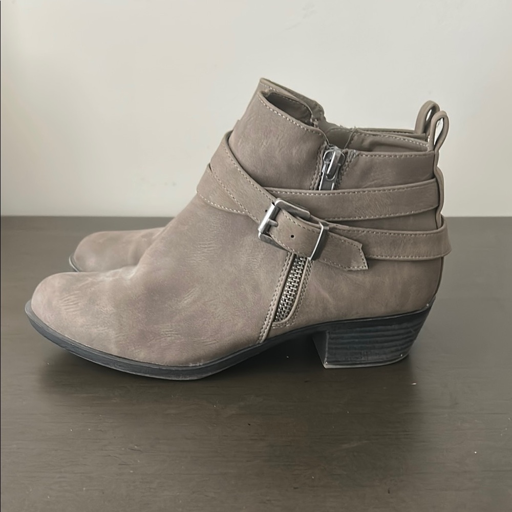 Madden Girl Tan Ankle Booties with Western-Inspired Design